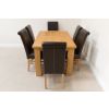 Riga 1.4m Oak Table 6 Emperor Brown Leather Chairs Set - 4