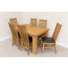Riga 1.4m Oak Table Set 6 Lichfield Brown Leather Dining Chairs Set - 2