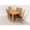 Riga 1.4m Oak Table Set 6 Lichfield Brown Leather Dining Chairs Set - 3