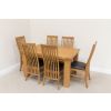 Riga 1.4m Oak Table Set 6 Lichfield Brown Leather Dining Chairs Set - 4