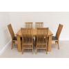 Riga 1.4m Oak Table Set 6 Lichfield Brown Leather Dining Chairs Set - 5