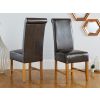 Titan Dark Brown Leather Scroll Back Dining Chair Oak Legs - 10% OFF SPRING SALE - 2