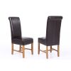 Titan Dark Brown Leather Scroll Back Dining Chair Oak Legs - 10% OFF SPRING SALE - 3