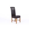Titan Dark Brown Leather Scroll Back Dining Chair Oak Legs - 10% OFF SPRING SALE - 4