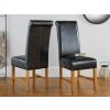 Titan Black Leather Scroll Back Dining Chair with Oak Legs - 20% OFF SPRING SALE - 2