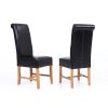 Titan Black Leather Scroll Back Dining Chair with Oak Legs - 20% OFF SPRING SALE - 3