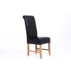 Titan Black Leather Scroll Back Dining Chair with Oak Legs - 20% OFF SPRING SALE - 4