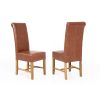 Titan Scroll Back Tan Brown Leather Dining Chair - 20% OFF SPRING SALE - 3