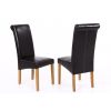 Tuscan Dark Brown Leather Scroll Back Dining Chair Oak Legs - SPRING SALE - 3