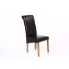 Tuscan Dark Brown Leather Scroll Back Dining Chair Oak Legs - SPRING SALE - 4