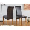 Tuscan Dark Brown Leather Scroll Back Dining Chair Oak Legs - SPRING SALE - 2