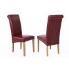 Tuscan Claret Red Leather Scroll Back Dining Chair Oak Legs - WINTER SALE - 3