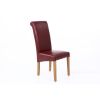 Tuscan Claret Red Leather Scroll Back Dining Chair Oak Legs - WINTER SALE - 4