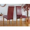Tuscan Claret Red Leather Scroll Back Dining Chair Oak Legs - WINTER SALE - 2