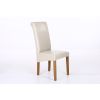 Tuscan Cream Leather Scroll Back Dining Chair Oak Legs - SPRING SALE - 4