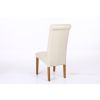Tuscan Cream Leather Scroll Back Dining Chair Oak Legs - SPRING SALE - 5