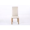 Tuscan Cream Leather Scroll Back Dining Chair Oak Legs - SPRING SALE - 7