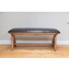 Country Oak 1.2m Brown Leather Oak Dining Bench - SPRING SALE - 8