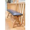 Country Oak 1.2m Brown Leather Oak Dining Bench - SPRING SALE - 11
