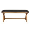 Country Oak 1.2m Brown Leather Oak Dining Bench - SPRING SALE - 6
