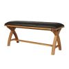 Country Oak 1.2m Brown Leather Oak Dining Bench - SPRING SALE - 2