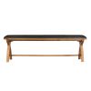 Country Oak 160cm Cross Leg Dark Brown Leather Bench - 10% OFF CODE SAVE - 21