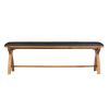 Country Oak 160cm Cross Leg Dark Brown Leather Bench - SPRING SALE - 21