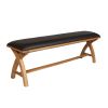 Country Oak 160cm Cross Leg Dark Brown Leather Bench - SPRING SALE - 2