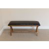 Country Oak 160cm Cross Leg Dark Brown Leather Bench - 10% OFF CODE SAVE - 13