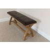 Country Oak 160cm Cross Leg Dark Brown Leather Bench - 10% OFF CODE SAVE - 14