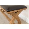 Country Oak 160cm Cross Leg Dark Brown Leather Bench - SPRING SALE - 16