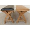 Country Oak 160cm Cross Leg Dark Brown Leather Bench - 20% OFF SPRING SALE - 17