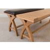 Country Oak 160cm Cross Leg Dark Brown Leather Bench - 20% OFF SPRING SALE - 18