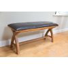 Country Oak 160cm Cross Leg Dark Brown Leather Bench - 10% OFF CODE SAVE - 3