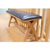 Country Oak 160cm Cross Leg Dark Brown Leather Bench - 10% OFF CODE SAVE - 5