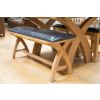 Country Oak 160cm Cross Leg Dark Brown Leather Bench - 10% OFF CODE SAVE - 8