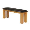 Country Oak 120cm Brown Leather Chunky Oak Bench - 20% OFF SPRING SALE - 4