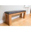 Country Oak 120cm Brown Leather Chunky Oak Bench - 10% OFF SPRING SALE - 9