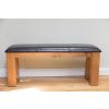 Country Oak 120cm Brown Leather Chunky Oak Bench - 10% OFF WINTER SALE - 10