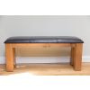 Country Oak 120cm Brown Leather Chunky Oak Bench - 10% OFF SPRING SALE - 10