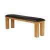 150cm Country Oak Brown Leather Chunky Indoor Oak Bench - SPRING SALE - 2