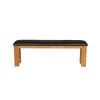 150cm Country Oak Brown Leather Chunky Indoor Oak Bench - SPRING SALE - 3