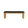 150cm Country Oak Brown Leather Chunky Indoor Oak Bench - 20% OFF SPRING SALE - 3