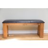 150cm Country Oak Brown Leather Chunky Indoor Oak Bench - 20% OFF SPRING SALE - 8