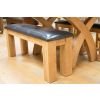 150cm Country Oak Brown Leather Chunky Indoor Oak Bench - SPRING SALE - 10