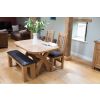 150cm Country Oak Brown Leather Chunky Indoor Oak Bench - 20% OFF SPRING SALE - 11