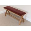 Red Leather Dining Bench 120cm Cross Leg Country Oak Design - 20% OFF SPRING SALE - 8