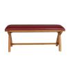 Red Leather Dining Bench 120cm Cross Leg Country Oak Design - 10% OFF WINTER SALE - 3