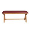 Red Leather Dining Bench 120cm Cross Leg Country Oak Design - 20% OFF SPRING SALE - 3