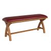 Red Leather Dining Bench 120cm Cross Leg Country Oak Design - 10% OFF WINTER SALE - 9